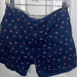 Caribbean Joe & Co. Navy Blue w  Pink Flamingo Shorts, Sz Womens 8